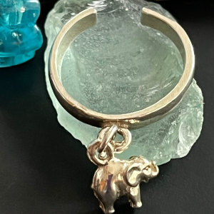 Sterling Silver Adustable Dangle Toe Ring ELEPHANT
