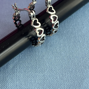 Heart Hoop Earrings Sterling Silver 925, Beautifully Crafted !