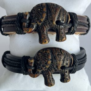 Leather Adjustable Elephant Bracelet